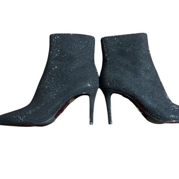 Express Shoes - Express NWOB Black Glittery Pave' Rhinestone Side Zip Ankle Boots Size 6.5